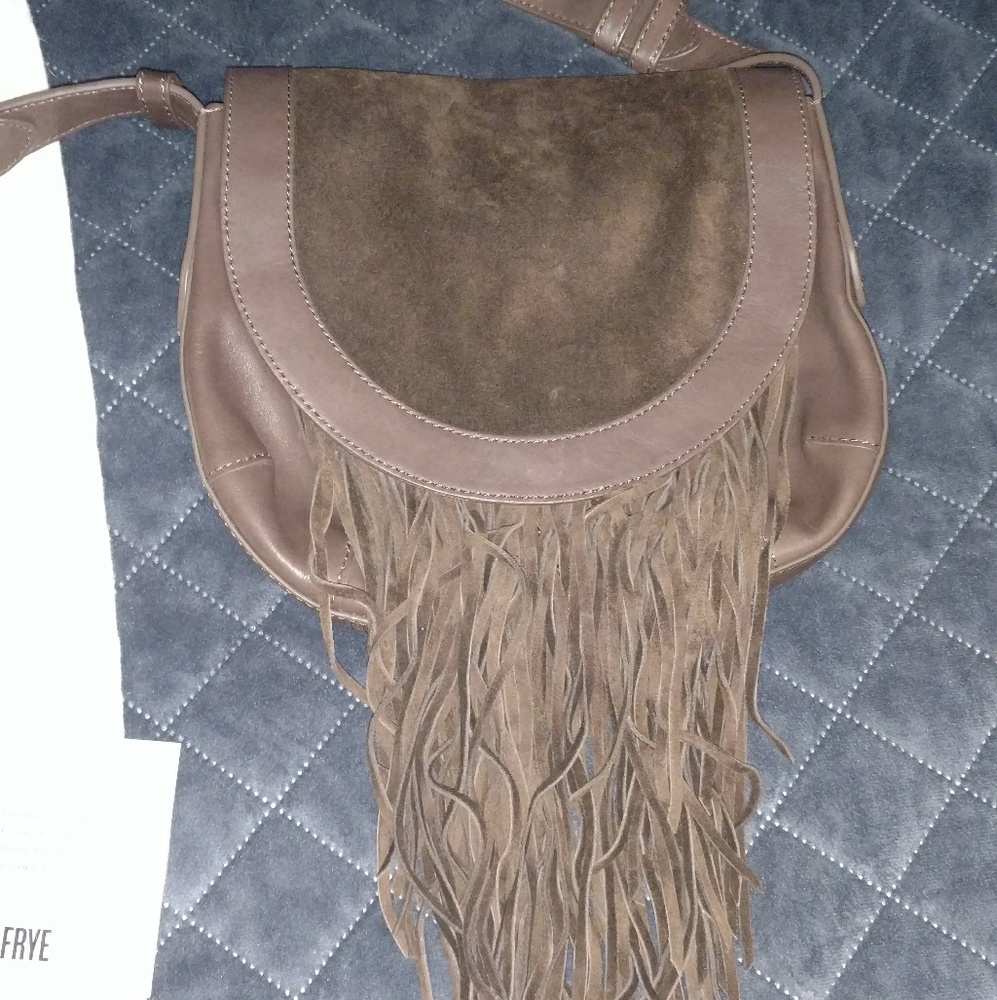 Ray Fringe Saddle Dark Bown Crossbody Purse